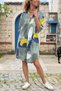 Italian Khaki-Grey Judge Collar Geometric Patterned Cotton Loose Woven Shirt Dress 100 55 - 3