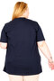 Real Plus Size Women's T-Shirt Lycra V-Neck 20150 Dark Blue - 5