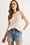Women's White Crew Neck Sleeveless Blouse with Cotton Content Blz-19003338 - 4