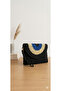Paper String Portfolio Bag Black Straw Handbag Portfolio, Clutch Bag - 2