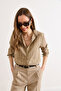 Women's Mink Textured Contrast Striped Regular Fit Shirt Gml-19001405 - 2