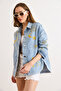 Women's Blue Moon Star Embroidered Denim Shirt Jacket Ckt-19000529 - 2