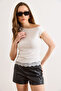 Women's White Single Shoulder Lace Detailed Single Jersey Blouse Blz-19003332 - 4