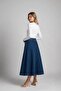 Ribbon Detail Denim Skirt - Blue - 5