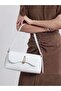 Wrinkled Textured White Shk305 Faux Leather, Special Lock Magnet Hand, Arm and Shoulder Bag - 6
