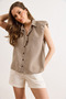Women's Brown Shoulder Detailed Gingham Sleeveless Shirt Gml-19001444
