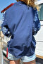 Italian Navy Blue Ethnic Patterned Skirt with Pockets Pleated Cotton Loose Woven Shirt 70 55 - 3