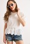 Women's White Sleeve Skirt Scallop Detailed Cotton Blouse Blz-19003331