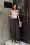 Women's Brown Elastic Waist Detailed Linen Textured Shalwar Trousers - 3