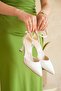 Women's Rustic Thin Heeled Shoes - White-Patent Leather - 2