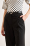 Women's Black Belted Pleated Polyviscon Fabric Carrot Pants Pnt-19000407 - 4