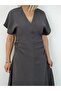 5478 Waist Draped, V-Neck, Tencel Fabric Dress - 6