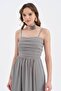 Women's Rose Accessory Detailed Rope Strap Lined Design Dress - 5