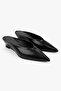 Women's Alix Black Leather Wedge Heeled Stiletto Slippers - 4