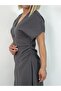5478 Waist Draped, V-Neck, Tencel Fabric Dress - 4
