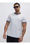 Men's Slim Fit T-Shirt with Ribbed Detail, Crew Neck, Cotton Basic T-Shirt - 2