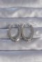 Brass Silver Color Zircon Stone Oval Model Earrings - 2
