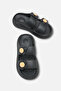 Women's Black Daisy Double-Strapped Daily Comfortable Light Sole Eva High Platform Sole Slippers - 3