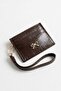 Brown Leather Look Women's Card Holder with Strap Mg2845