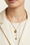 Linear Patterned Cube Dangle Steel Necklace - 2