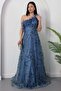 Strapless Neckline One-Shoulder Sequin Tulle Dress 6111 - 4