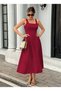 Elegant and Powerful Style! - Women's Strappy Square Neck Long Imported Crepe Dress - 3