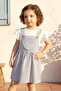 Girl's Summer Dress with T-Shirt and Button Detail in Indigo - 3