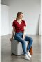 Women's Red V-Neck Regular T-Shirt - 3