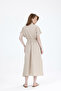 Bel Rubber Detail Belted Long Relaxed Cut Dress # El5599 - 3