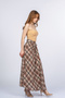 Women's Summer Beige Elviera Low Waist Plaid Pattern Skirt Linen Stylish Daily Comfortable 6897 - 6
