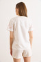 Women's White Sleeveless Skirt Embroidery Scallop Detailed Cotton T-Shirt Tsh-19000986 - 6