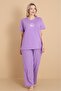 Mirano 4501 Short Sleeve Lilac Single Jersey Fabric Plus Size Women's Pajamas Set - 3