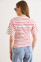 Women's Red Ecru Striped Batwing Basic T-Shirt Tsh-19000989 - 6