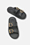 Eva Rosetti Black Women's Buckle Double Strap Daily Comfortable Light Sole Slippers - 3