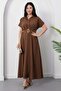 Shirt Collar Belted Buttoned Dress Dks1427