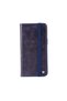 iPhone 12 Compatible Brsa Genuine Leather Multi Wallet Case-Navy Blue