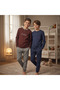 Young Men's Cotton Collared Buttoned Pocketed Gift Set 2 Pieces 2-Piece Top and Bottom Pajama Set Al007 V1, Al003 - 2