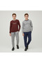 Young Men's Cotton Collared Buttoned Long Sleeve Pocketed Gift 2-Piece Top and Bottom Pajama Set Al003 - 3