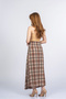 Women's Summer Beige Elviera Low Waist Plaid Pattern Skirt Linen Stylish Daily Comfortable 6897 - 4