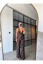 Chest and Back Decollete Tulle Jumpsuit Brown - 2