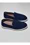 Navy Blue Suede Leather Men's Loafers - 4