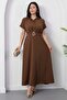 Shirt Collar Belted Buttoned Dress Dks1427 - 4