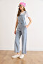 Women's Light Blue Denim Salopet with Kangaroo Pockets Slp-19000042 - 3