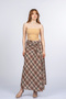 Women's Summer Beige Elviera Low Waist Plaid Pattern Skirt Linen Stylish Daily Comfortable 6897