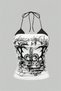 White Lace Li Embrace the Chaos Gothic Y2K Halter Neck Tie-Detail Cropped