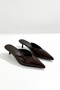 Simple Bitter Brown Patent Leather Mini Heel Women's Slippers - 2