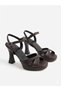 Dai̇sy Brown Cross-Strapped Ankle Strap Platform Heels 10 cm Evening Dress Women's Sandals Heeled Shoes