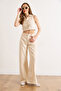 Women's Cream Vest Pants Denim Set Tkm-19000494 - 3