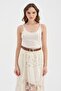 Women's Premium Quality Design Undershirt with Tulle Detail on Collar and Sleeves - 7