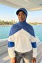 شال عملي من القطن الممشط مزود بحافة قابلة للإزالة وقابلة للتعديل ومضادة للانزلاق، SPS-1، إنديجو - 7